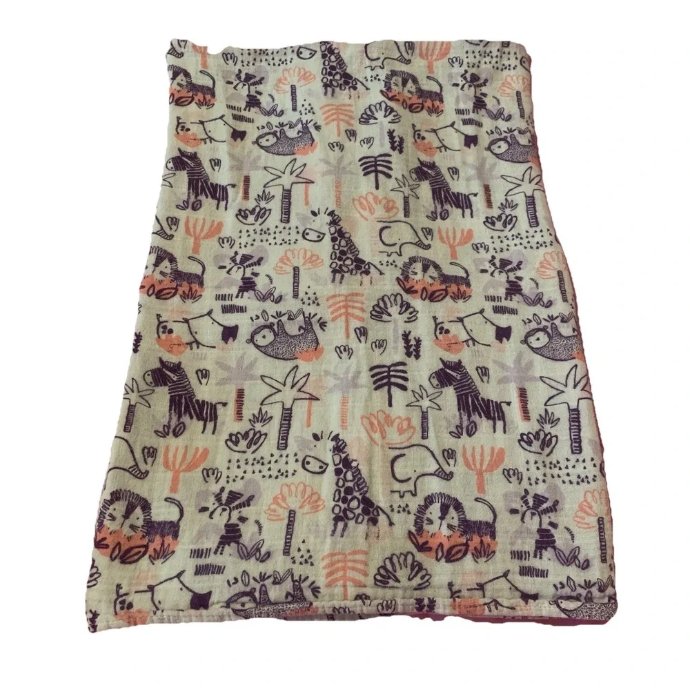 Gymboree Baby Essentials Muslin Blanket Safari Animals Roar Cotton Swaddle 40x40